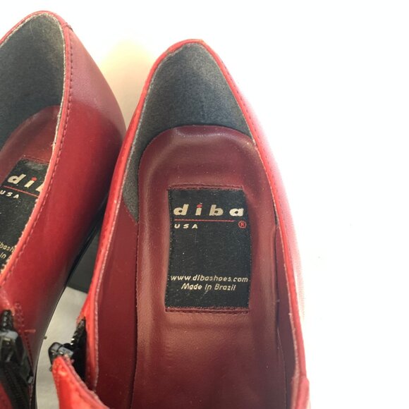Diba Vtg Y2K Red Square Toe Flat Toe Box Block Heel Loafers Zip Side - Sz 8.5 - Picture 7 of 15